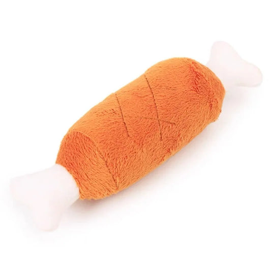 Chicken Leg Shaped Squeaky Plush Dog Toy Soft Chewable Pet Teething Toy Interactive Solution to Stop Furniture Chewing for Puppi