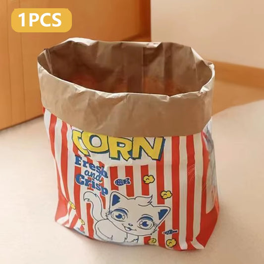 Creative Cute Durable Kraft Paper Popcorn Bag Hidden Food Puzzle Decompression Sound Chew Toy for Cat and Dog LSWJ02