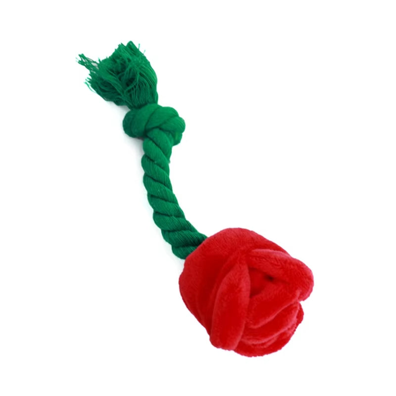 Stuffed Dog Toy Squeak Rose Flower Plush Chew Toy for Small and Dogs