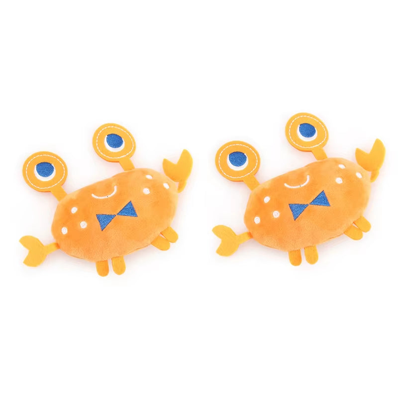 2PCS Lobster Plush Squeaky Dog Toy Cartoon Crab Puppy Pet Toy Soft Mini Pet Supplies for Cat