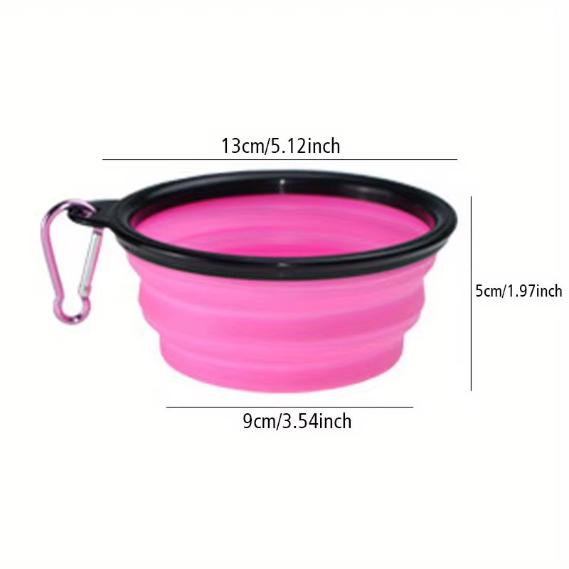Dog Folding Bowl Portable Dog Travel Bowl Dog Food Water Bowl for Outdoor Walking Silicone Dog Food Water Bowl with Bowl Lip