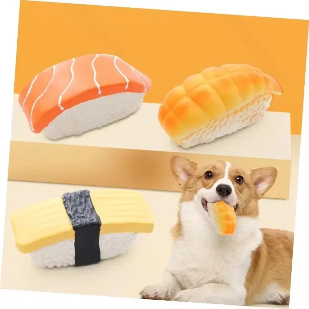 2025 Sushi Shaped Dog Toy, Soft Latex Squeaky Toy Perfect for Small to Medium Dogs, Innovative Food Themed Canine Play Toys New