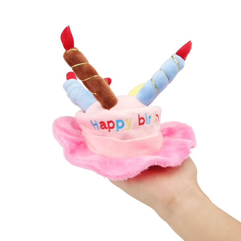 Dog Birthday Caps Hat with Cake Candles Design Birthday Party Costume Cat Headwear Pet Hat Dogs Accessories