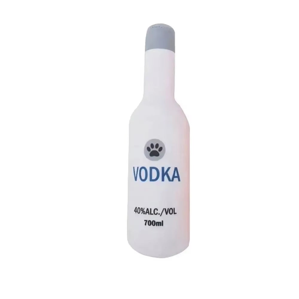 Interactive Dog Toys Champagne Wine Bottle Shape Pet Toy Plush Filled Vodka Toy Squeaky Bite-Resistant Pet Supplies Whisky