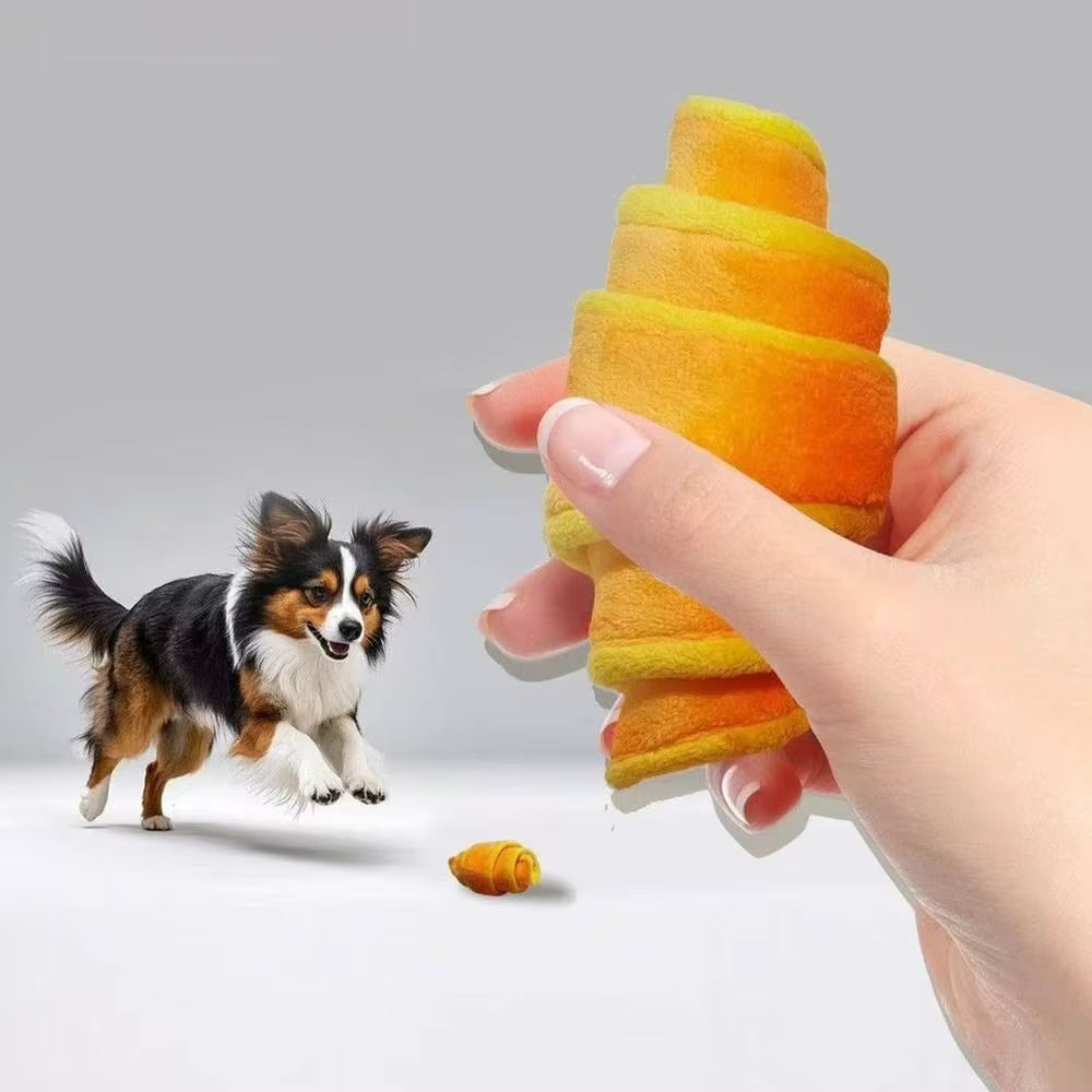 Soft Croissant Dog Toy Dog Training Bite Resistant Dog Treat Dispenser Mental Stimulation Puppy Puzzle Toy Feeding Activity