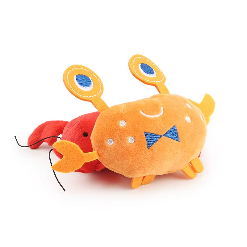 2PCS Lobster Plush Squeaky Dog Toy Cartoon Crab Puppy Pet Toy Soft Mini Pet Supplies for Cat