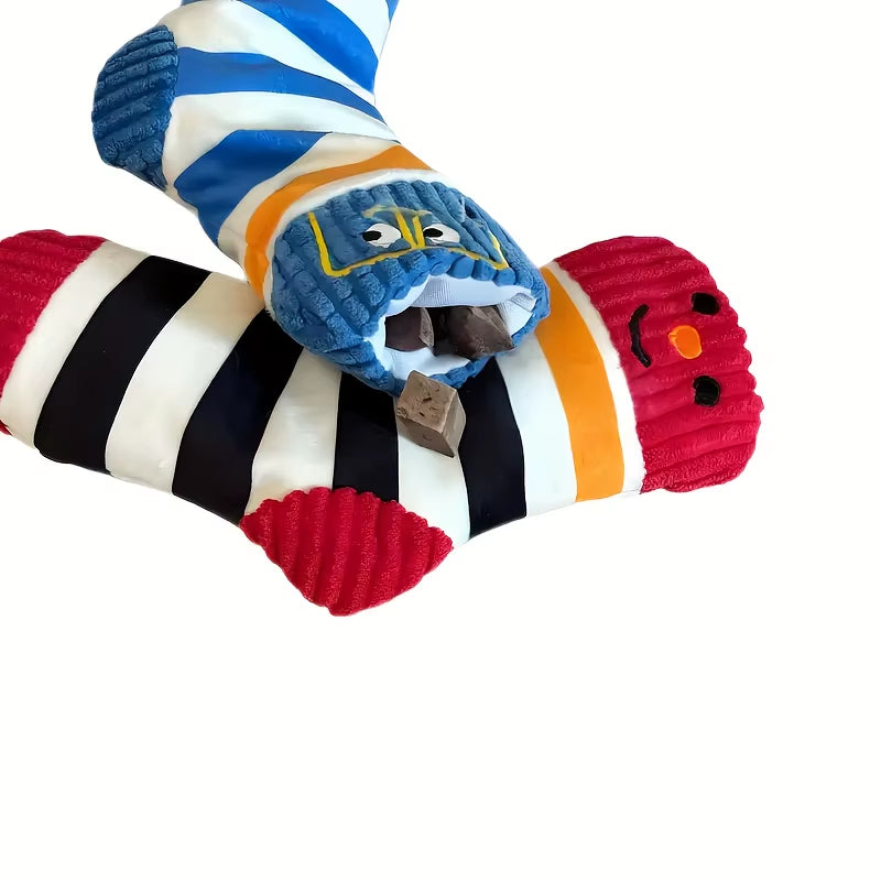 Novel Sock Style Plush Dog Toy Soft Fuzzy Interactive Play Doll Cute Eye Design Safe Bite Toy for Puppies Daily Entertainment