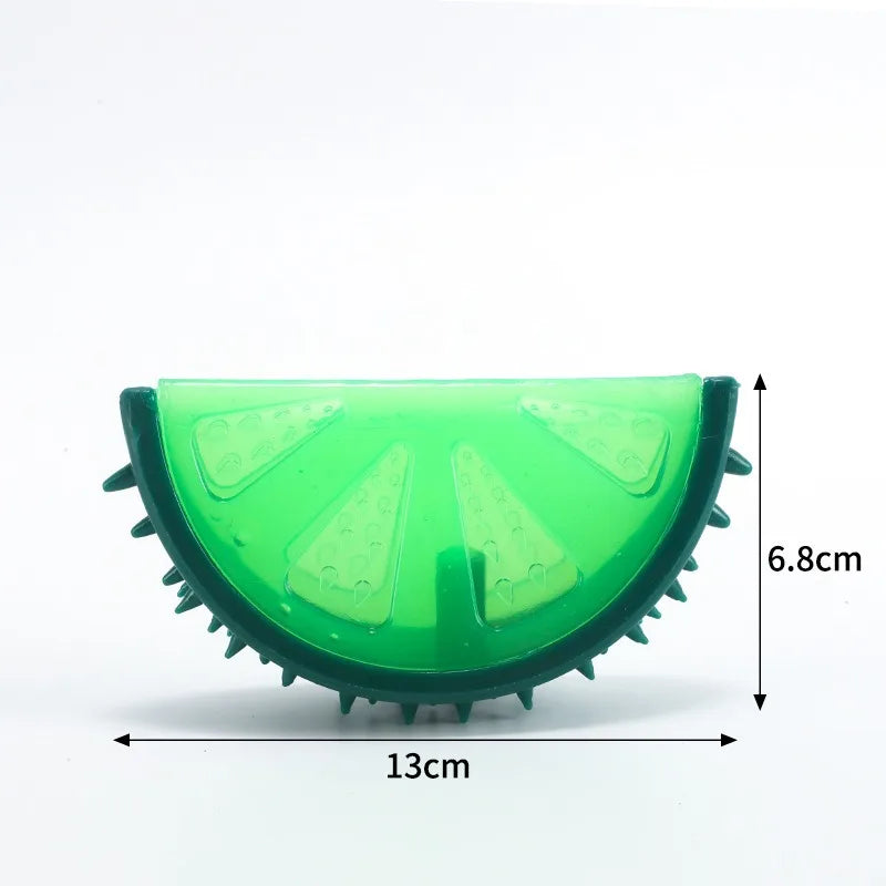 Pet Squeaky Chew Toy Dog Teeth Cleaning Toy Watermelon Pineapple Lemon Fruit Shape Puppy Bite Resistant Toy Pet Supplies