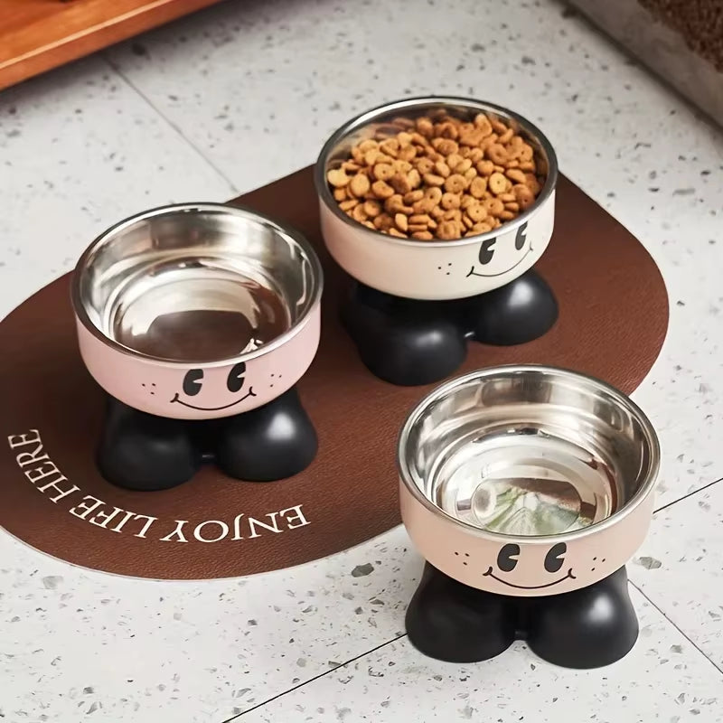 Raised Stainless Steel Pet Feeder Bowl No‑Spill Elevated Dog Cat Food Water Bowl