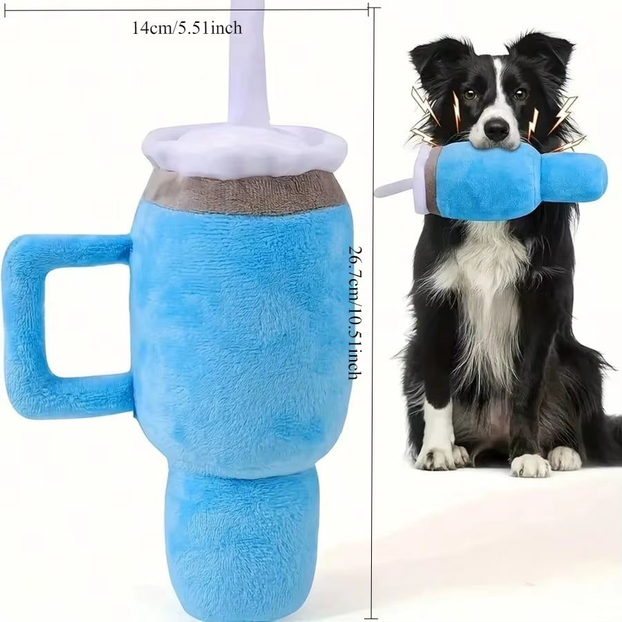 1Pc Cute Beverage Mug Shaped Dog Chew Toys in Pink Blue Durable Ideal for Puppy Teething Entertainment