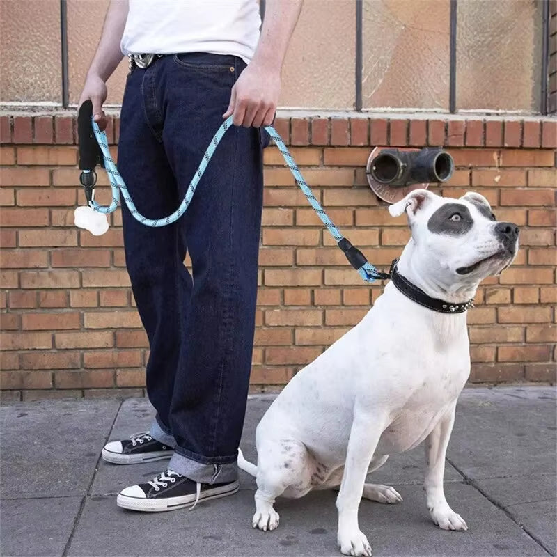 Reflective Dog Leash with Comfortable Padded Handle - Double Heavy Duty Traction Rope for Strong Dogs - Enhance Safety and Contr