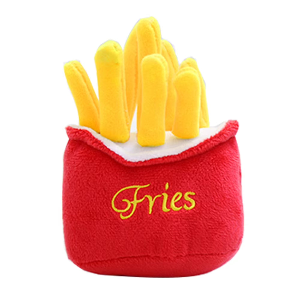 Funny French Fries Burger Plush Dog Toys Funny Interacative Squeak Chew Bite Puppies Toy Pets Supplies