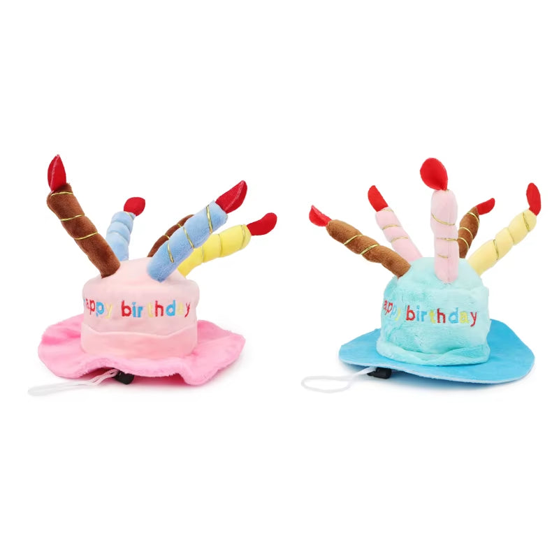 Dog Birthday Caps Hat with Cake Candles Design Birthday Party Costume Cat Headwear Pet Hat Dogs Accessories