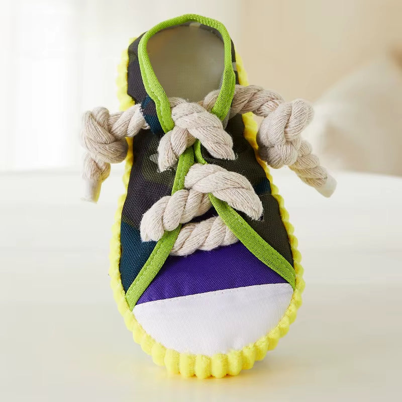 Dog Squeaky Toy Dog Toy Shoes Puppy Bite Resistant Chew Teeth Cleaning Toys Knot Cotton Rope Dog Molar Chew Toy Pet Supplies