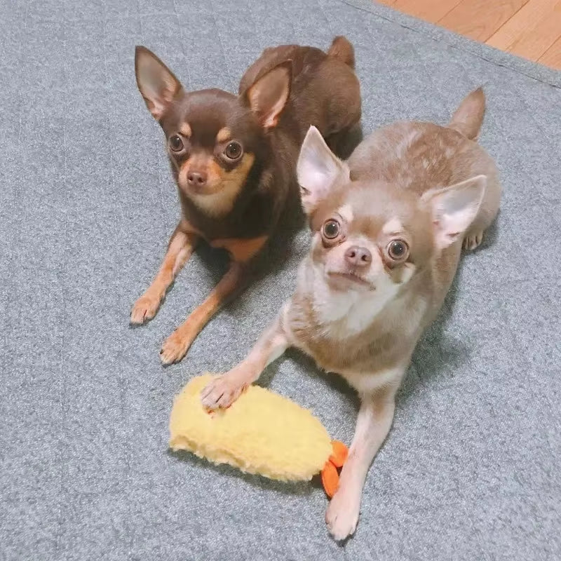 Fried Shrimp Tempura Dog Pet Chew Bite Squeaky Toy Cute Stuffed for Puppy Play Terrier Hond Shiba Yorkshire Corgi