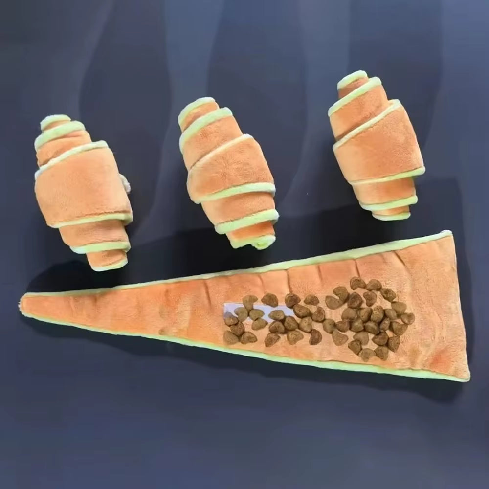 Soft Croissant Dog Toy Dog Training Bite Resistant Dog Treat Dispenser Mental Stimulation Puppy Puzzle Toy Feeding Activity