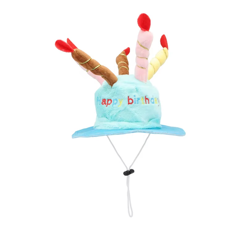 Dog Birthday Caps Hat with Cake Candles Design Birthday Party Costume Cat Headwear Pet Hat Dogs Accessories