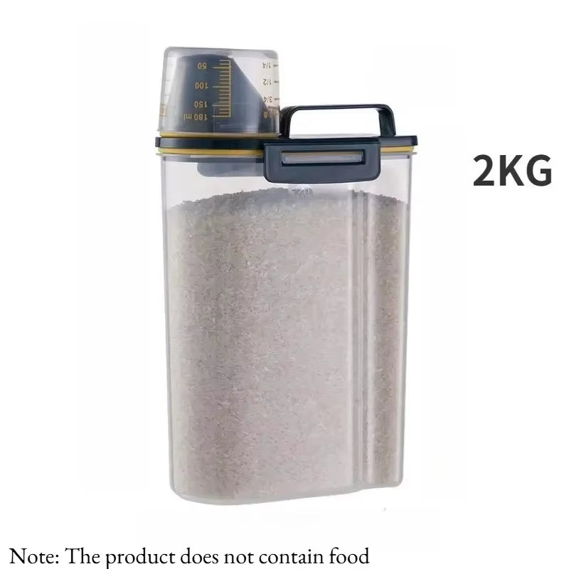 1Pc Airtight Pet Food Container with Cup, Plastic Sealed Jar for Dry Dog Cat Food