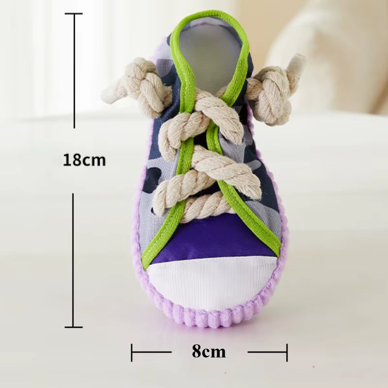 Dog Squeaky Toy Dog Toy Shoes Puppy Bite Resistant Chew Teeth Cleaning Toys Knot Cotton Rope Dog Molar Chew Toy Pet Supplies