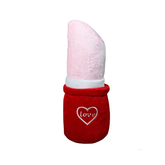 Lipstick Shaped Plush Squeaky Dog Toy Interactive Chew Plaything for Puppy Small Medium Dogs Pet Supplies