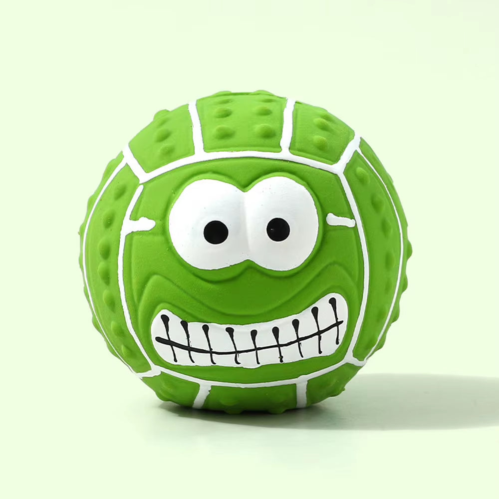 Smiley Face Latex Squeaky Toy - Pet Chew Ball for Dogs, Helps with Teeth Cleaning & Grinding, Durable Latex Material,