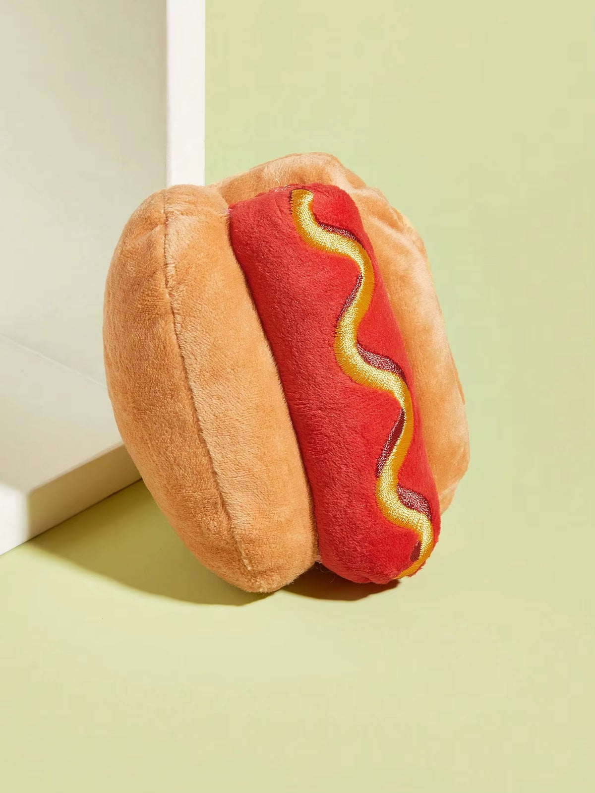 1Pc Hot Dog Design Pet Grinding Teeth Squeaky Plush Toy, Durable Chew Toy for Dog Interactive Supply