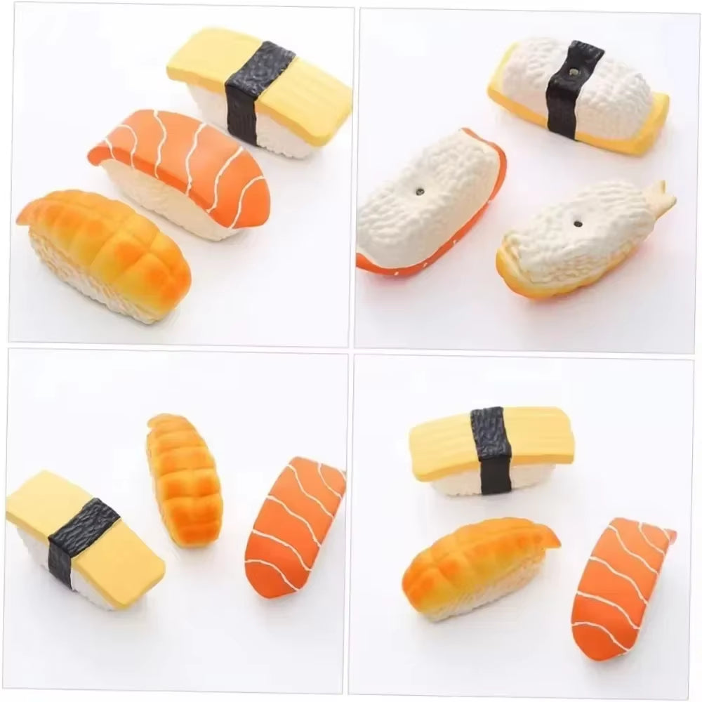 2025 Sushi Shaped Dog Toy, Soft Latex Squeaky Toy Perfect for Small to Medium Dogs, Innovative Food Themed Canine Play Toys New