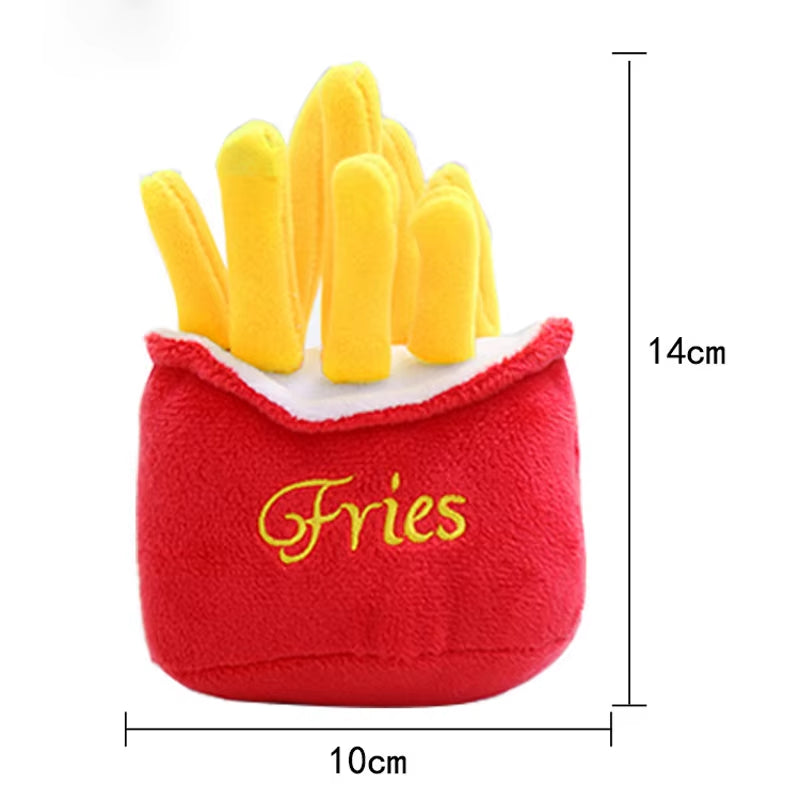 Funny French Fries Burger Plush Dog Toys Funny Interacative Squeak Chew Bite Puppies Toy Pets Supplies