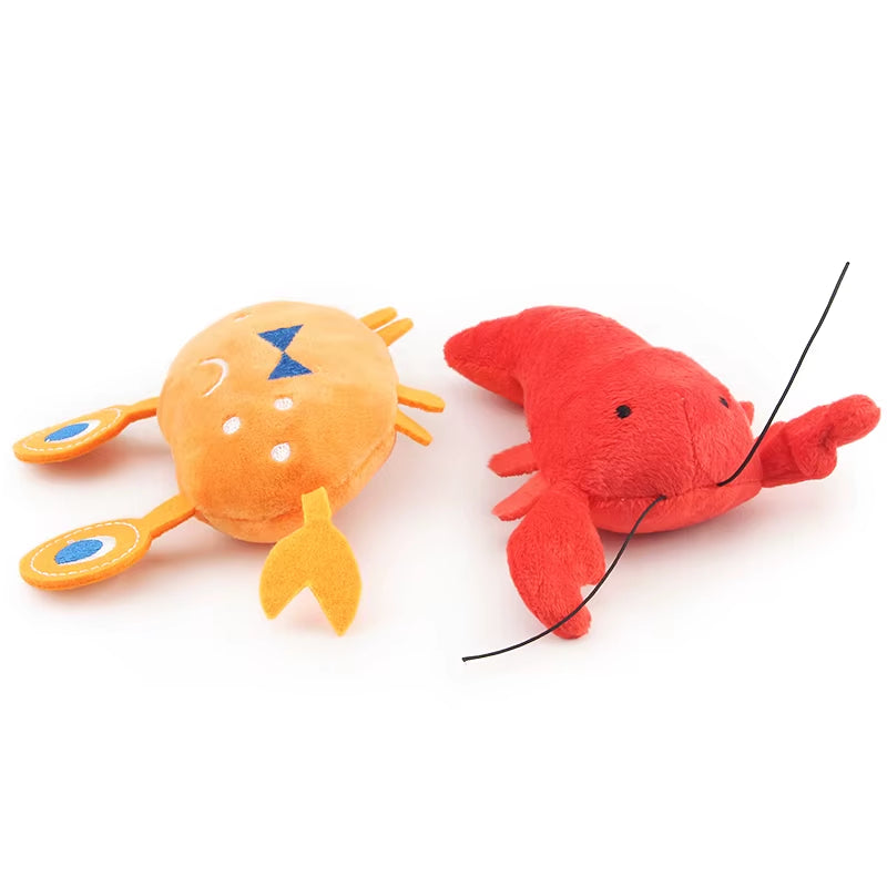 2PCS Lobster Plush Squeaky Dog Toy Cartoon Crab Puppy Pet Toy Soft Mini Pet Supplies for Cat