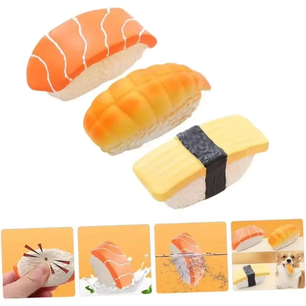2025 Sushi Shaped Dog Toy, Soft Latex Squeaky Toy Perfect for Small to Medium Dogs, Innovative Food Themed Canine Play Toys New