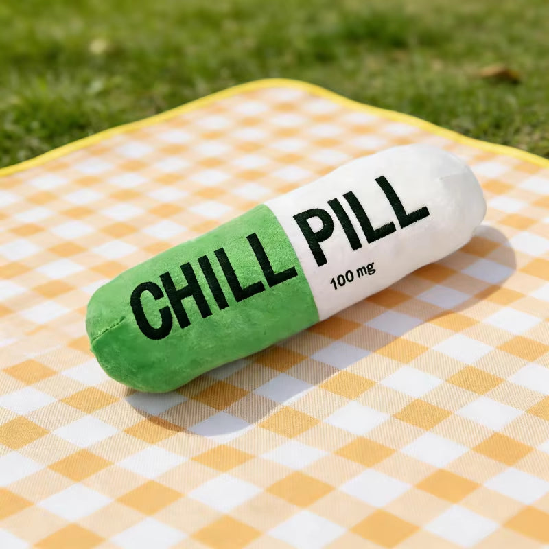 Pet Pill Indestructible Plush Capsule Dog Play Toy with Squeaker Dogs Tooth Chew Toy Safe Dog Tough Puppy Supplie Toys Resistant