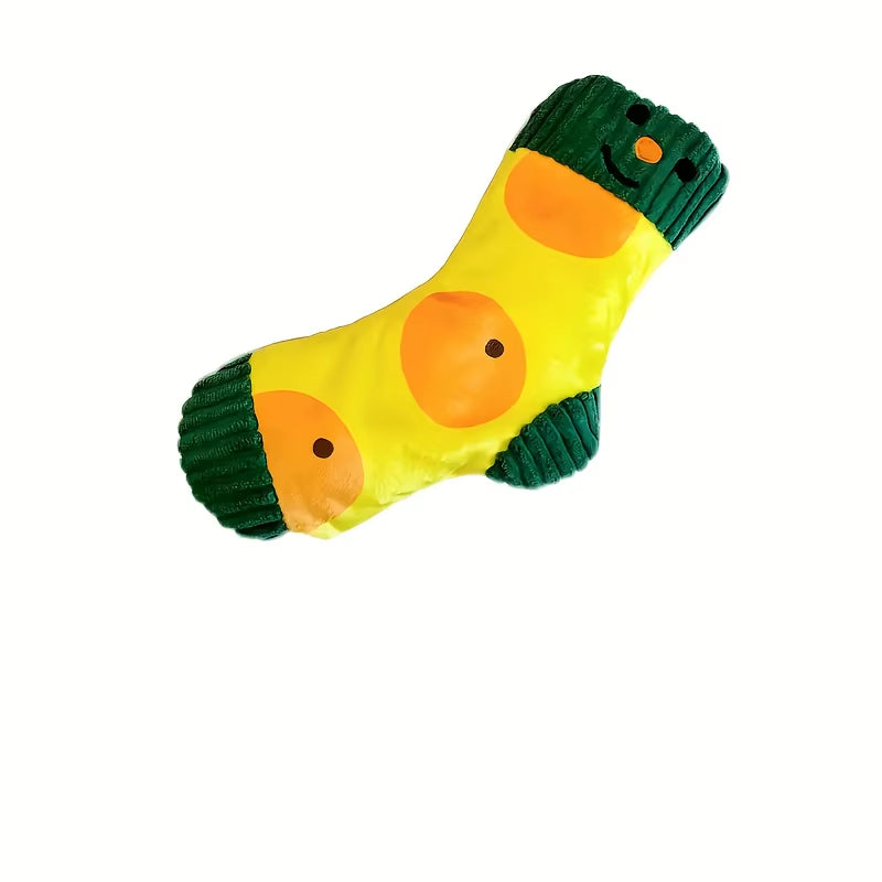 Novel Sock Style Plush Dog Toy Soft Fuzzy Interactive Play Doll Cute Eye Design Safe Bite Toy for Puppies Daily Entertainment