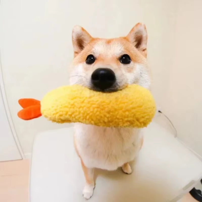 Fried Shrimp Tempura Dog Pet Chew Bite Squeaky Toy Cute Stuffed for Puppy Play Terrier Hond Shiba Yorkshire Corgi