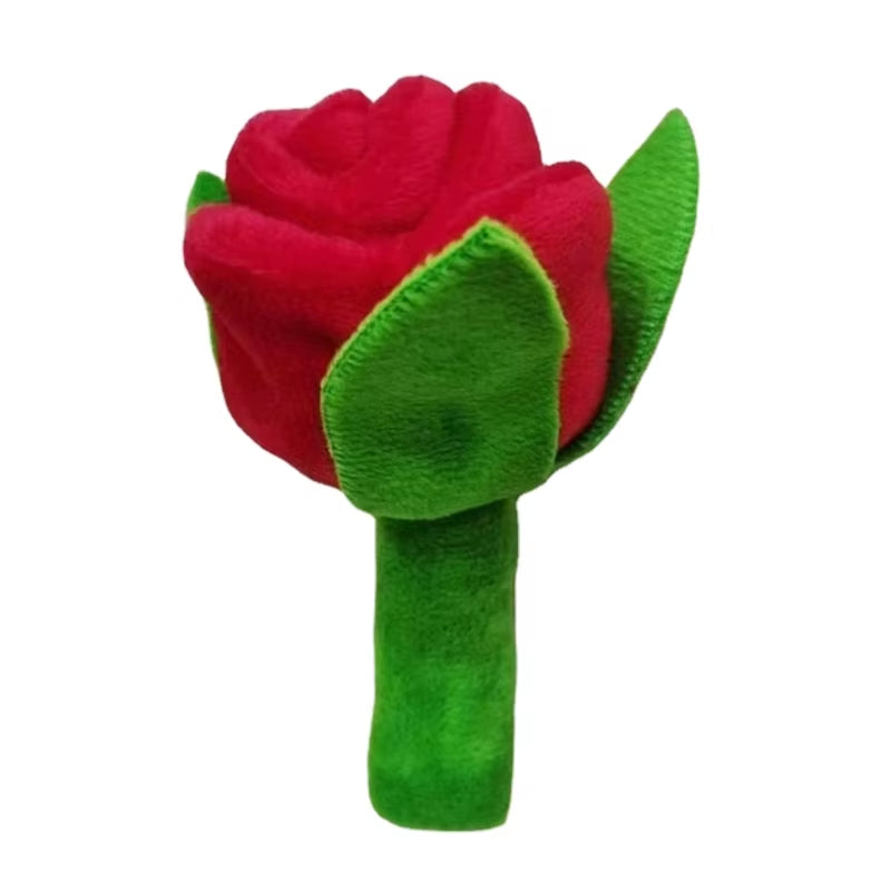 Stuffed Dog Toy Squeak Rose Flower Plush Chew Toy for Small and Dogs