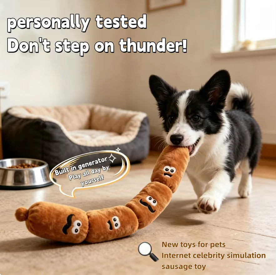 Pet Dog Simulated Sausage Plush Squeaky Toy BB Press Sound Bite-Proof Wear-Resistant Chew Toy Dog Self-Play Stress Relief Toy