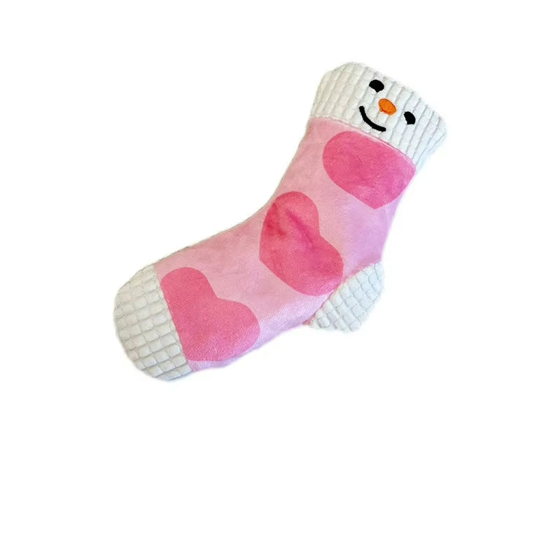Novel Sock Style Plush Dog Toy Soft Fuzzy Interactive Play Doll Cute Eye Design Safe Bite Toy for Puppies Daily Entertainment