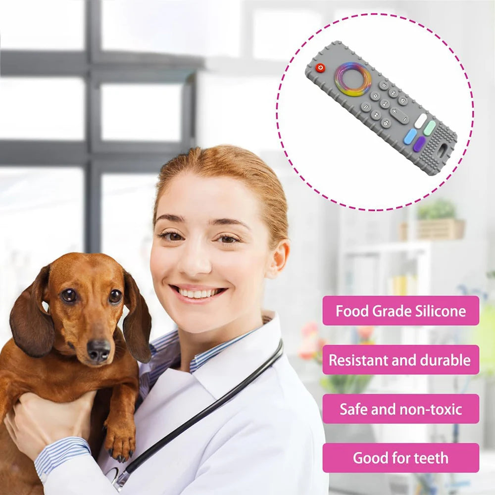 Silicone Puppy Teething Toys,Dog Chew Toys TV Remote Teethers for Small Dogs and Puppies,Interactive Toys for Dog Cleaning Teeth