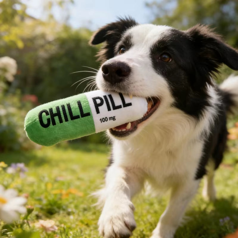 Pet Pill Indestructible Plush Capsule Dog Play Toy with Squeaker Dogs Tooth Chew Toy Safe Dog Tough Puppy Supplie Toys Resistant
