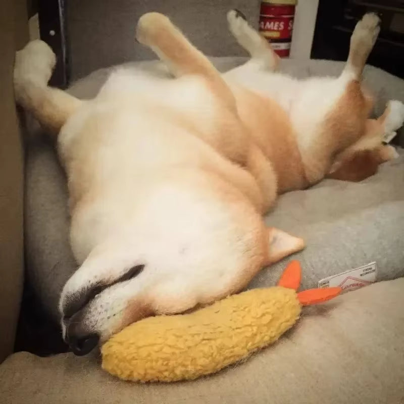 Fried Shrimp Tempura Dog Pet Chew Bite Squeaky Toy Cute Stuffed for Puppy Play Terrier Hond Shiba Yorkshire Corgi