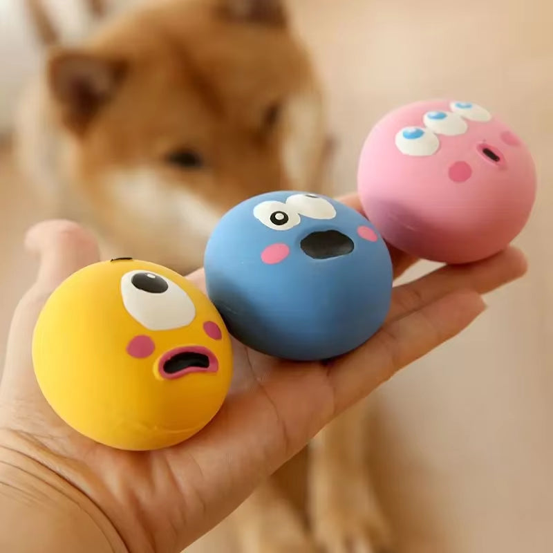 1Pc/3Pcs/Set Dog Sounding Toy with Cute Big Eyeball Design,Pet Durable Latex Chew Interactive Training with Squeaky Dog Toy Ball