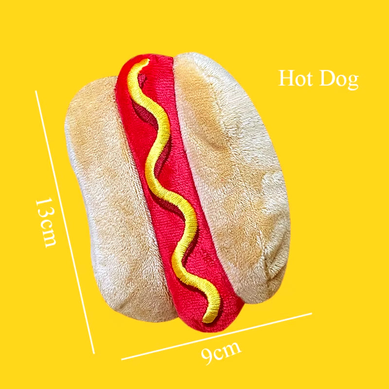 Plush Dog Toys Squeaky Dogs Accessories Pet Perros Toy Soft Squeeze Sound Teeth Chew Bite Resistant Ice Cream Fries Humburger