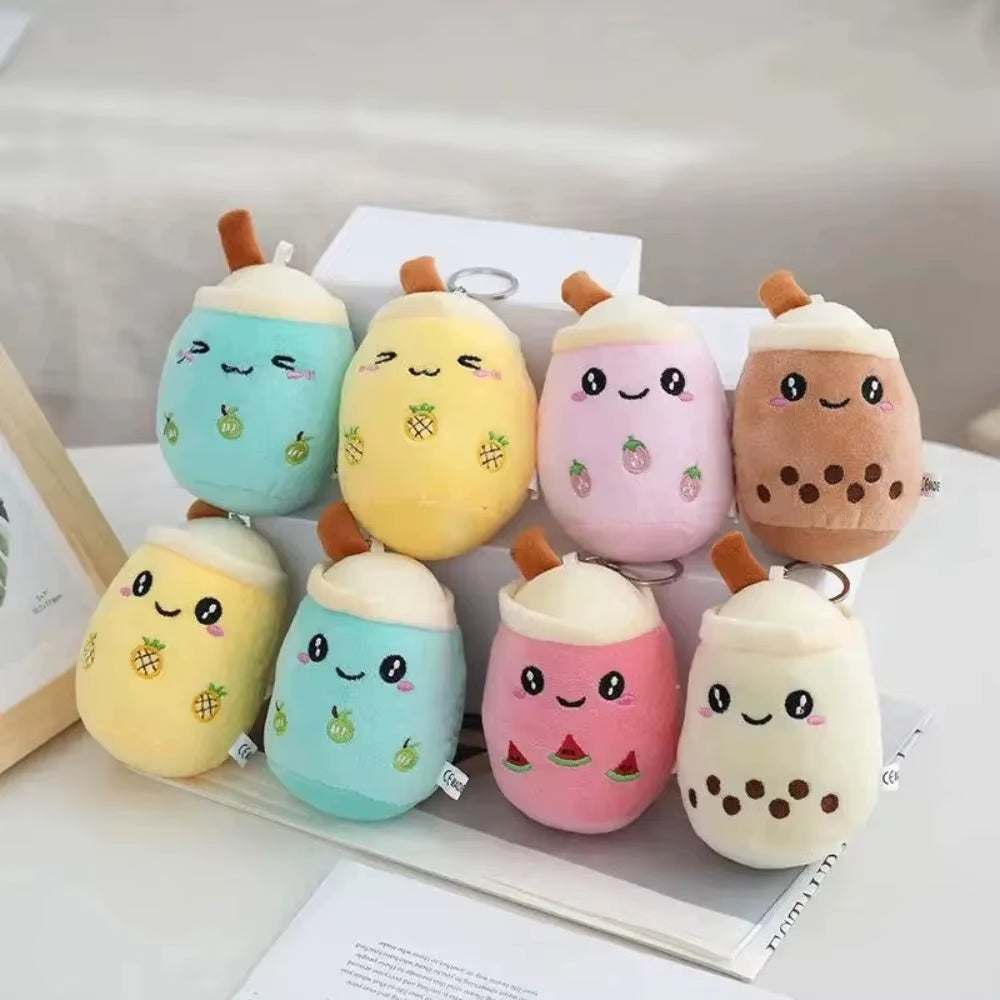 Cute Milk Tea Cup Pet Plush Toy Soft Stuffed Lovely Boba Pearl Design for Dogs Cats Entertainment Interactive Pet Play Supplies