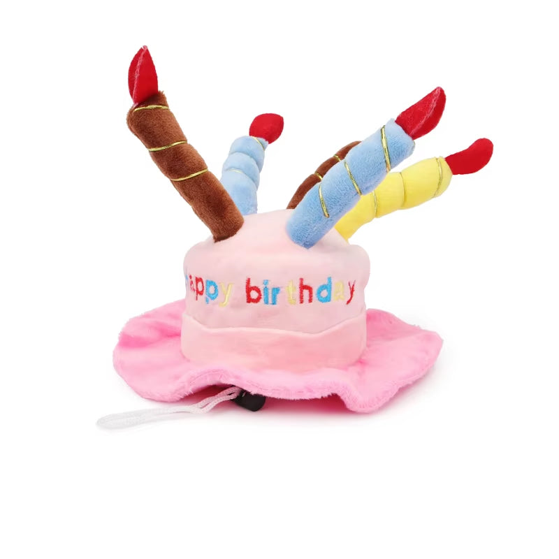 Dog Birthday Caps Hat with Cake Candles Design Birthday Party Costume Cat Headwear Pet Hat Dogs Accessories