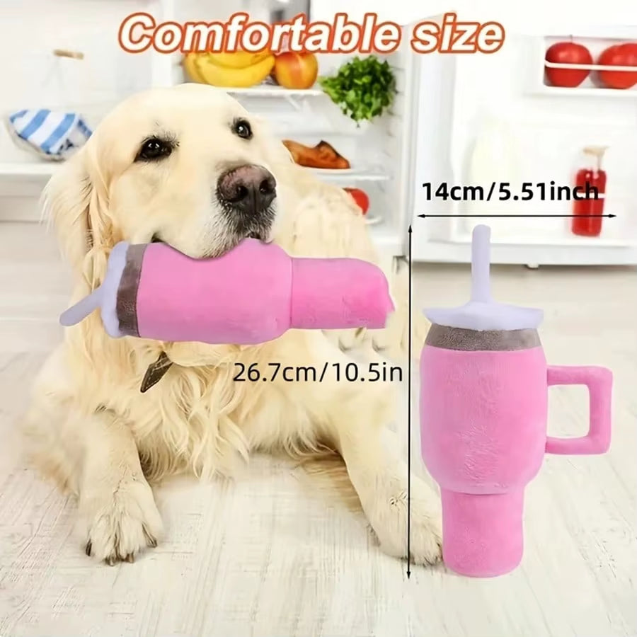 1Pc Cute Beverage Mug Shaped Dog Chew Toys in Pink Blue Durable Ideal for Puppy Teething Entertainment