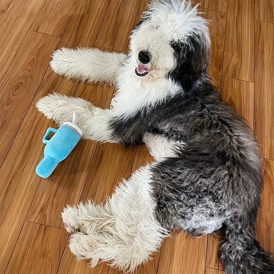 1Pc Cute Beverage Mug Shaped Dog Chew Toys in Pink Blue Durable Ideal for Puppy Teething Entertainment
