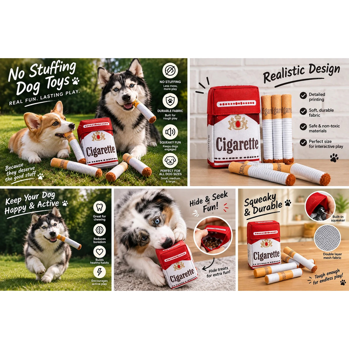 Plush dog toy features overview