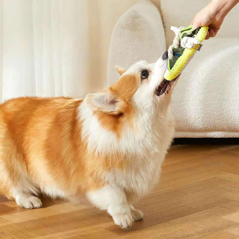 Dog Squeaky Toy Dog Toy Shoes Puppy Bite Resistant Chew Teeth Cleaning Toys Knot Cotton Rope Dog Molar Chew Toy Pet Supplies