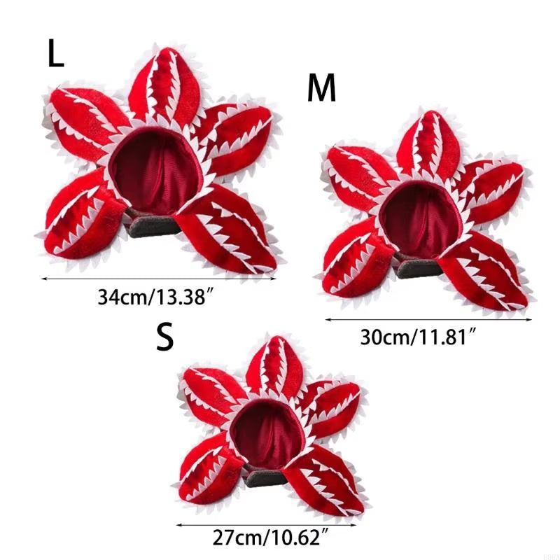 Halloween Winter Funny Cat Hat Demogorgon Scary Flower Costume Birthday Pet Accessories Pet Dogs Headwear Adjustable Sticker