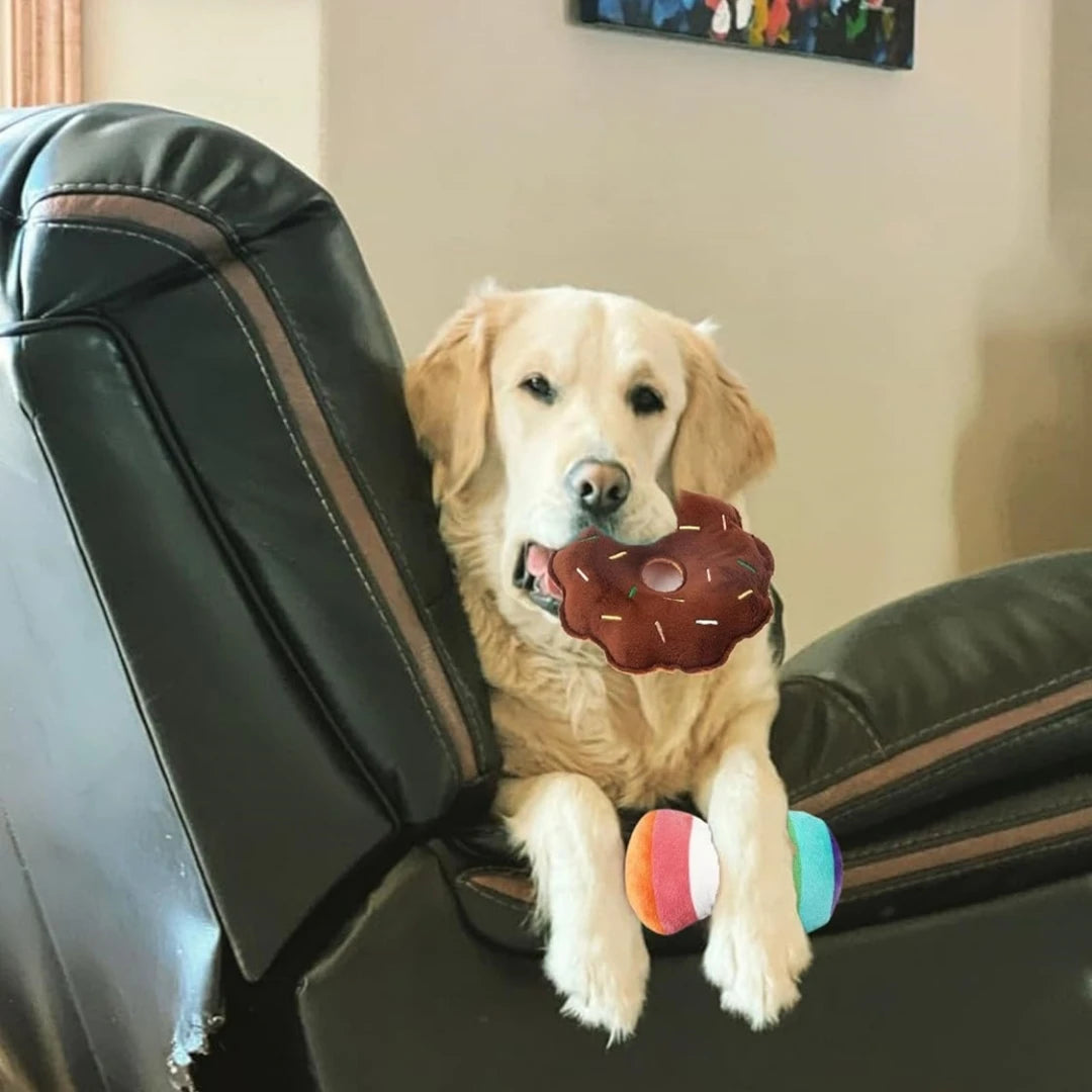A 7-Piece Set of Puppy Sound Toys, Loose Plush Pet Chewing, Plush Fruit Snacks and Vegetable Puppy Toys, Suitable for Cute Playm