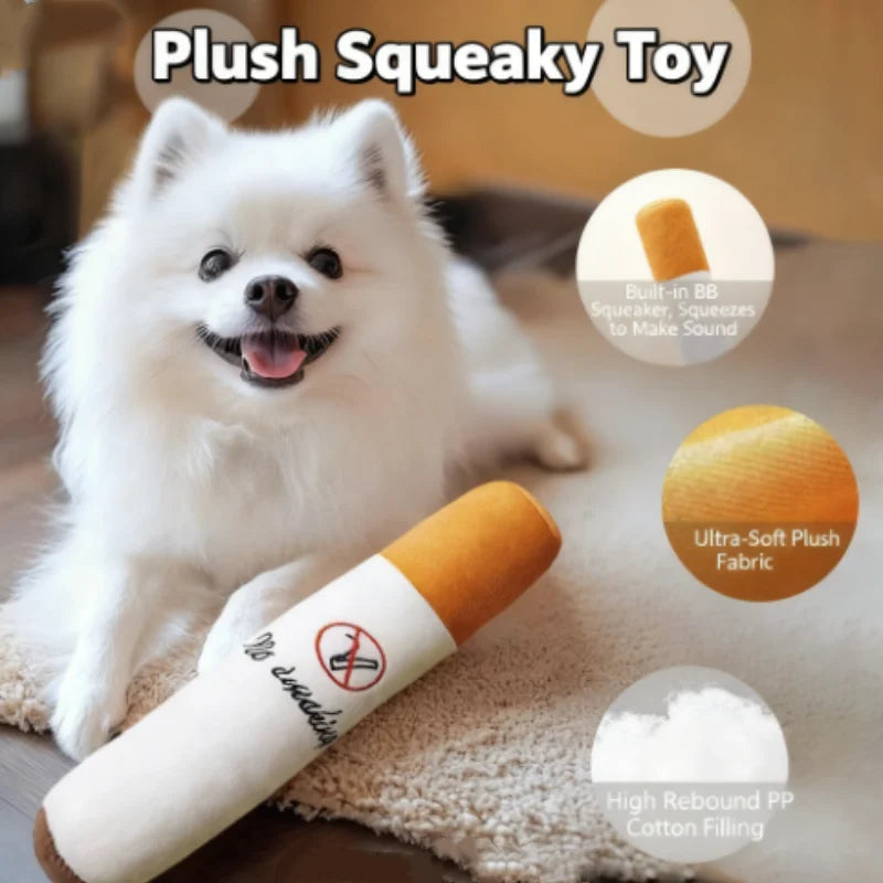 Funny Pet Toys Cigar Big Smoke Plush Squeak Dog Chew Toy Interactive Molar Chew Toy Bite Resistant Fake Cigarette Dog Chew Toy
